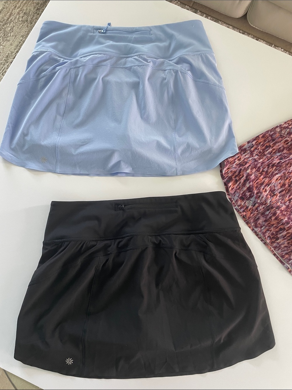Like new 3 Athleta Run with it 14’ Skorts – Light Blue, Black & Mauve Multi - Picture 8 of 11
